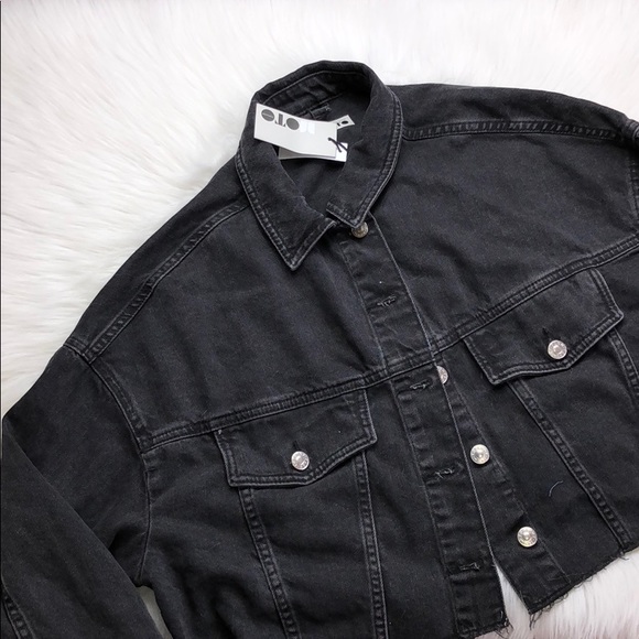 black cropped denim jacket topshop
